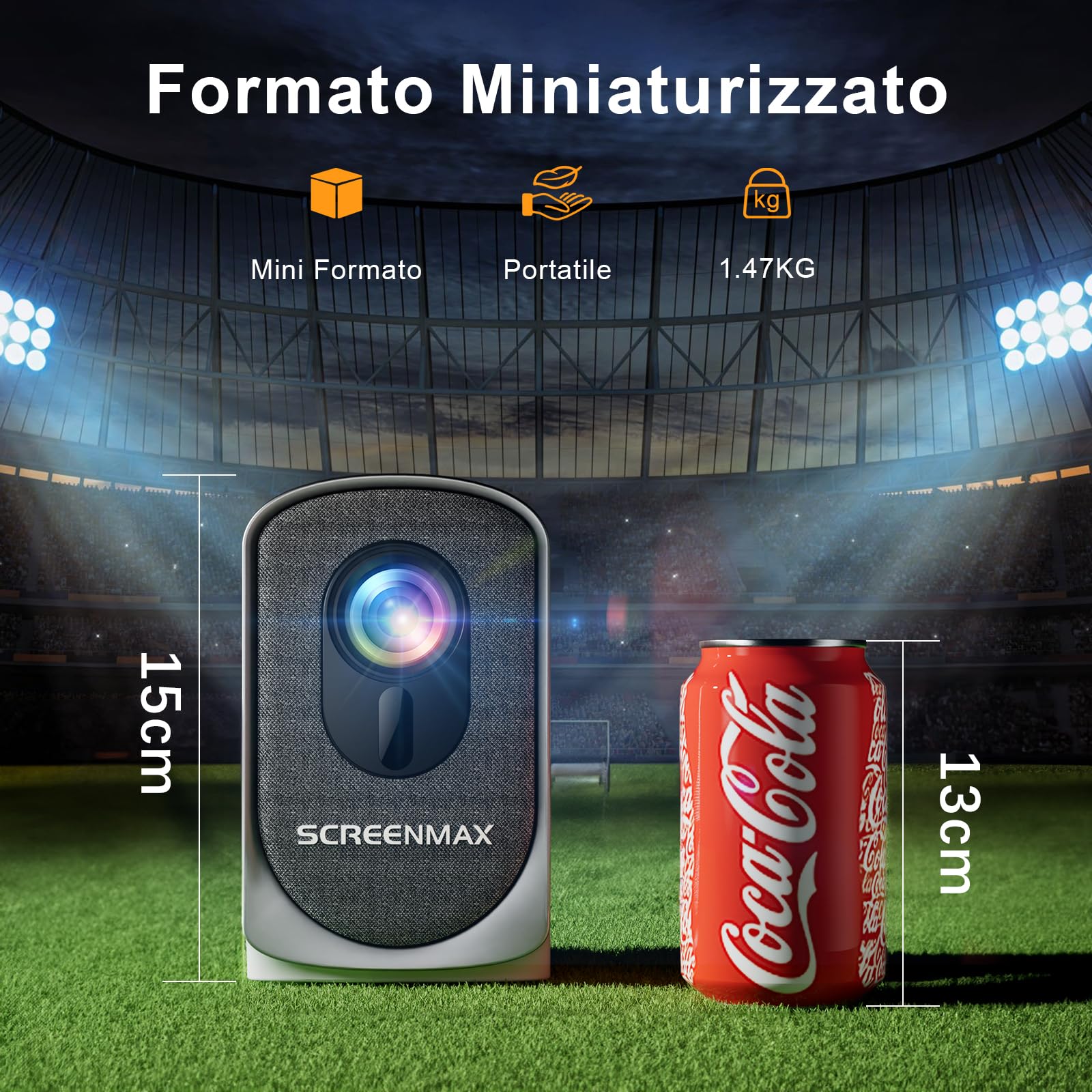 Mini Proiettore SCREENMAX C7 WiFi 6 Bi-Bluetooth 1080P Supporto Messa a Fuoco Elettronica Correzione trapezoidale 200 pollici Home Cinema Cellulare Proiettore