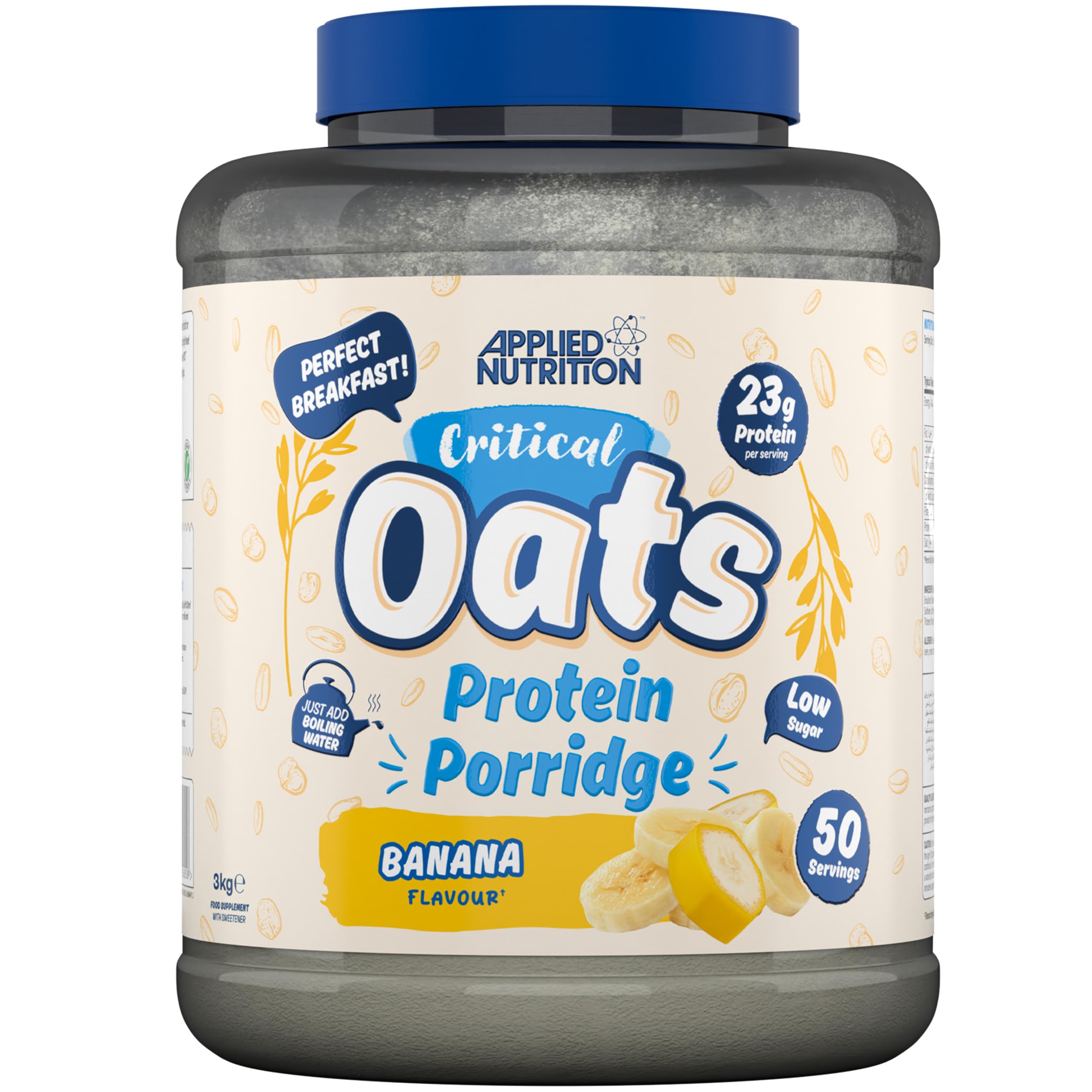 Applied Nutrition Critical Oats - Protein Oats, Porridge with ISO-XP Whey Protein Isolate, Healthy Breakfast and High Protein Snack (3kg - 50 Servings) (Banana)