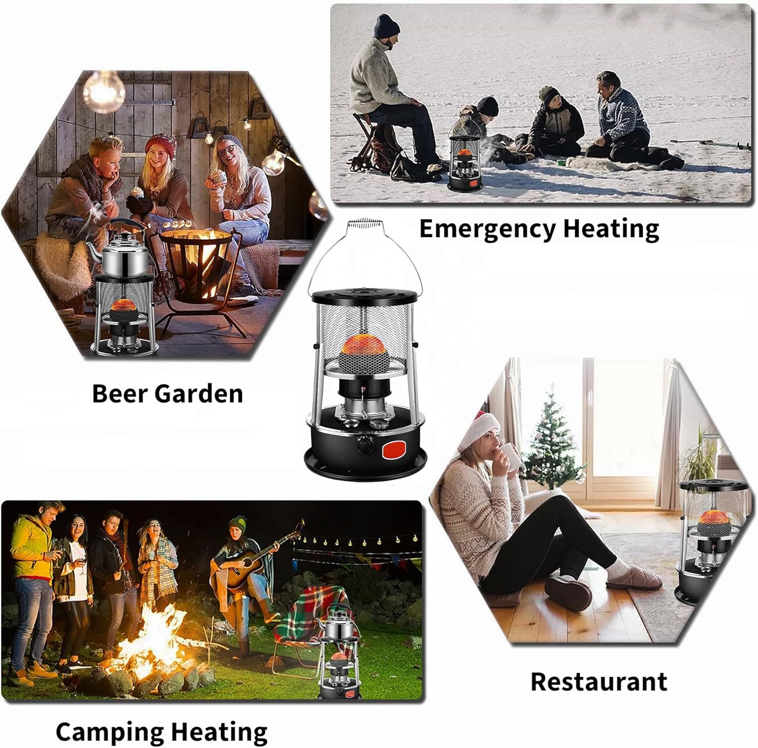 Indoor & Outdoor Kerosene Heater With 3 Wicks, 9000 BTU, No Electricity Required,Cordless Portable Heater for Camping, Cooking and Heating
