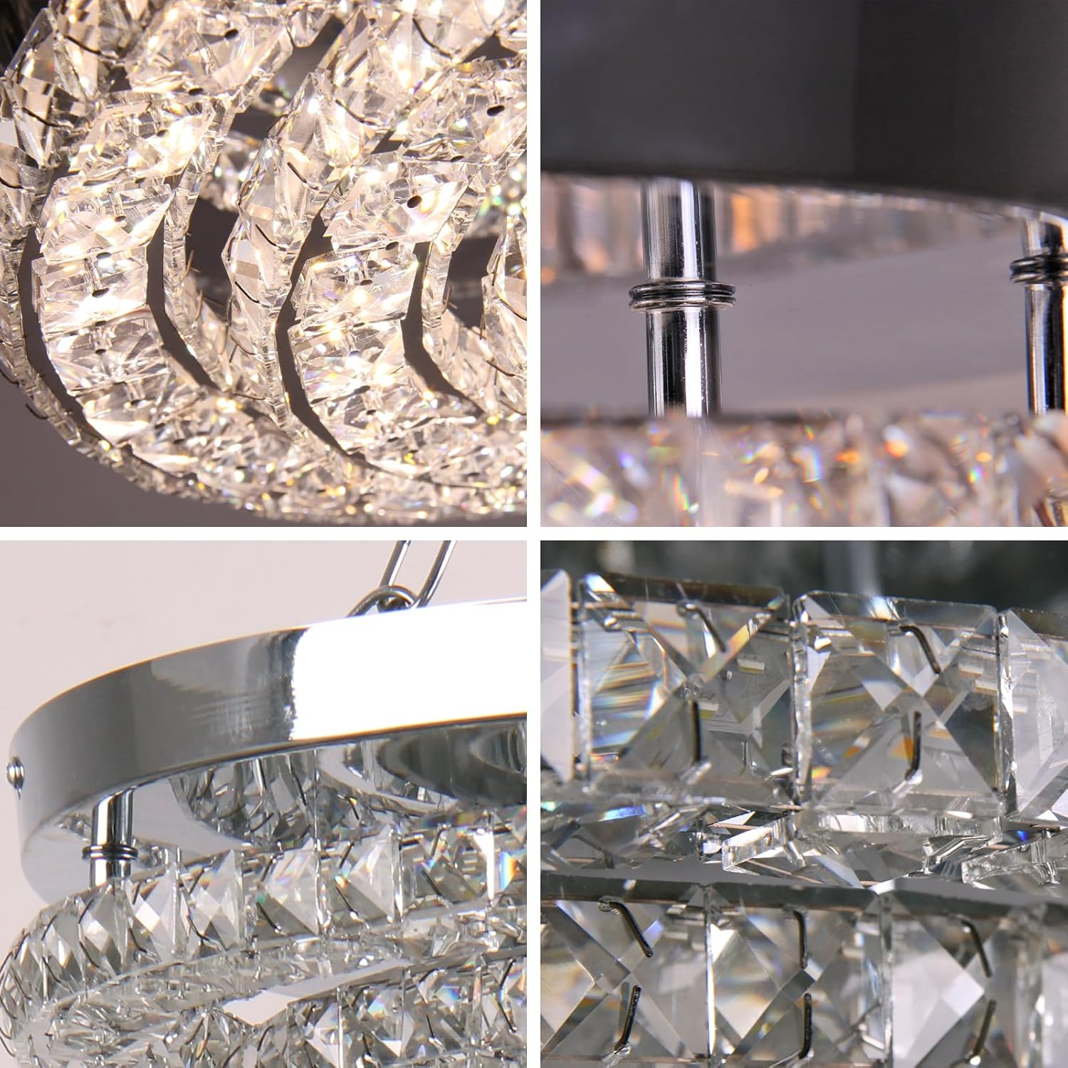 Modern LED Chandelier Flush Mount with Remote Control Dimmable Four Rings Ceiling Lamp Round Ceiling Lihgt Fixture for Bedroom Living Room Dining Room