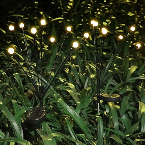 Romdecyn Firefly Lights Solar Outdoor Waterproof  8 LED Starburst Swaying Solar Powered Firefly Path Lights Decoration for Garden Patio Party
