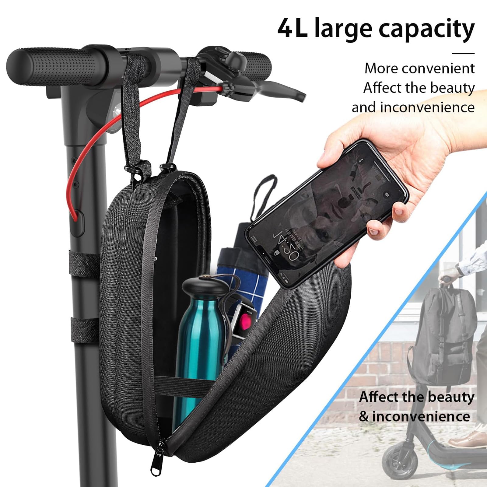 Sac de Trottinette Électrique, Sacoche Avant pour Trottinette, Sacoche Trottinette 4L, Sac de Scooter, pour Xiaomi Mijia M365 Pro Sedway Ninebot ES1/2/3/4 Scooter
