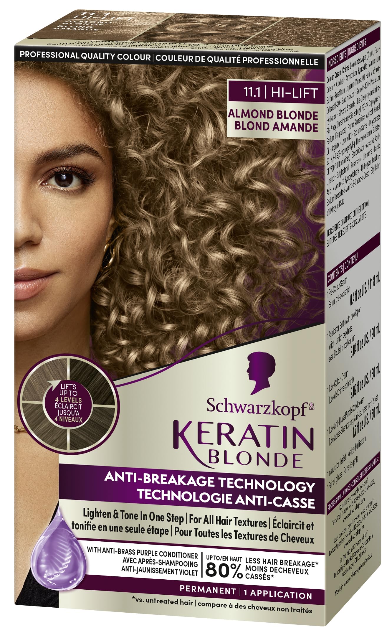 Schwarzkopf Keratin Blonde Almond Blonde 11.1 Hair Dye box