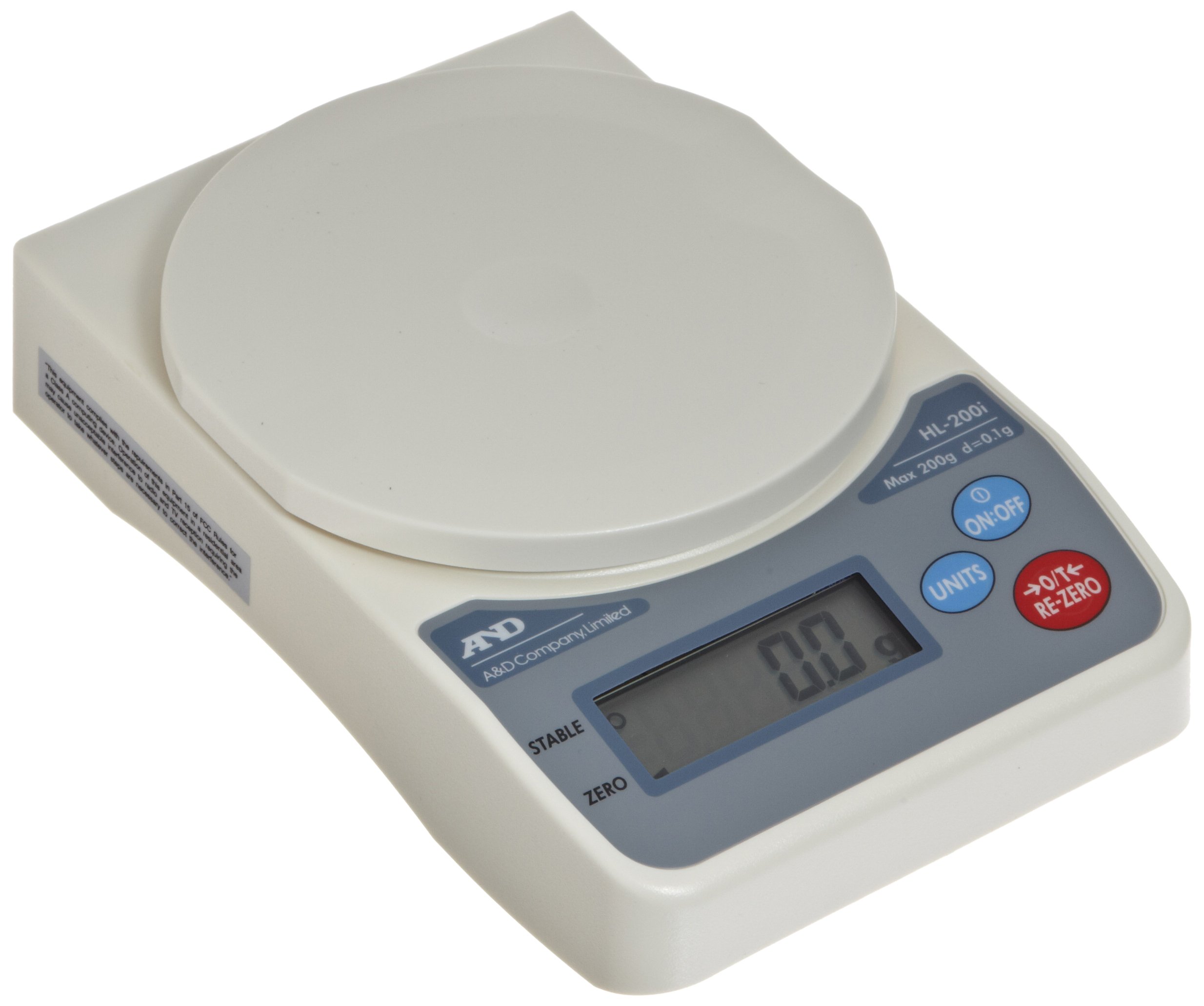 A&D Engineering HL200i HL-i Ninja Series Scale Electronic Toploading Balance with LCD Display, 130mm Pan, 200g Capacity, 0.1g Readability