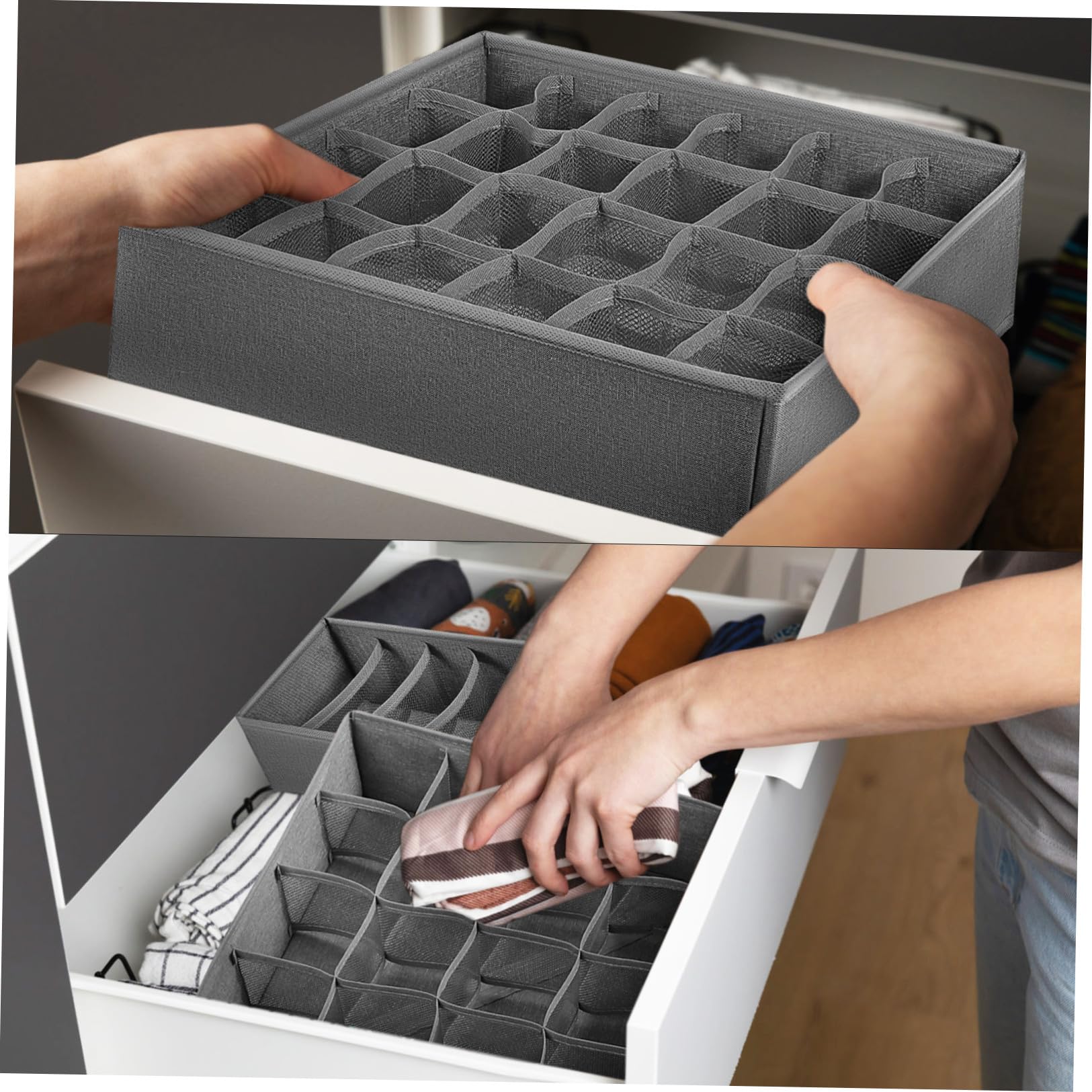 Beavorty 4stücke Faltbare Schubladenbox mit Fächern Unterwäsche Organizer aus Langlebigem Pp für Socken Bh Krawatten und Babybekleidung Platzsparend und Waschbar für Kleiderschrank