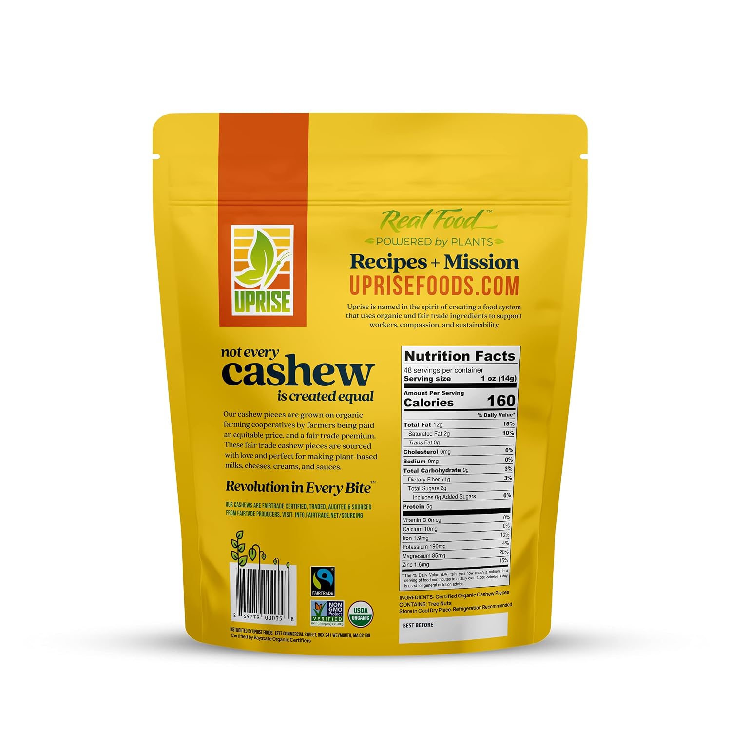 Fair Trade Organic Cashew Pieces (3 lb) – Raw, Unsalted, Non-GMO, Vegan, Gluten-Free, Bulk Pack for Cashew Milk, Cheese, Butter, Sauces, Plant-Based Recipes, Cooking, Baking, and Vegan Meal Prep image 4