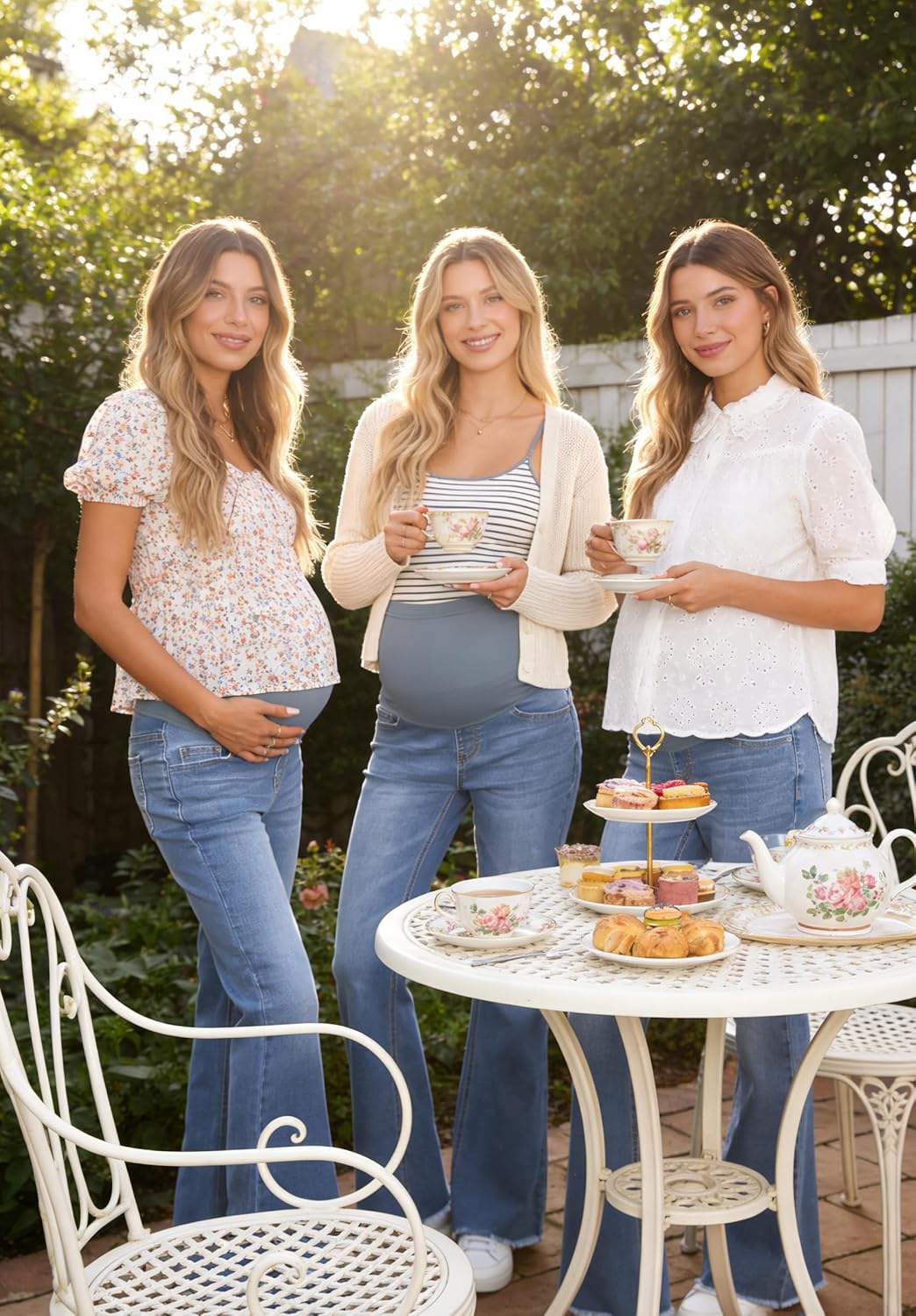 BLENCOT Maternity Jeans for Women Over Belly Pregnancy Pants Comfy Pregnant Jeans Flare Denim Jeans with Pockets - Image 5