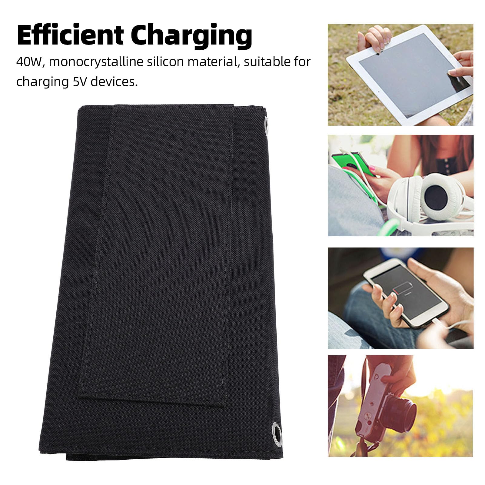 Pannello solare pieghevole, caricatore portatile USB tipo C di ricarica rapida efficiente da 40 W, per campeggio all'aperto