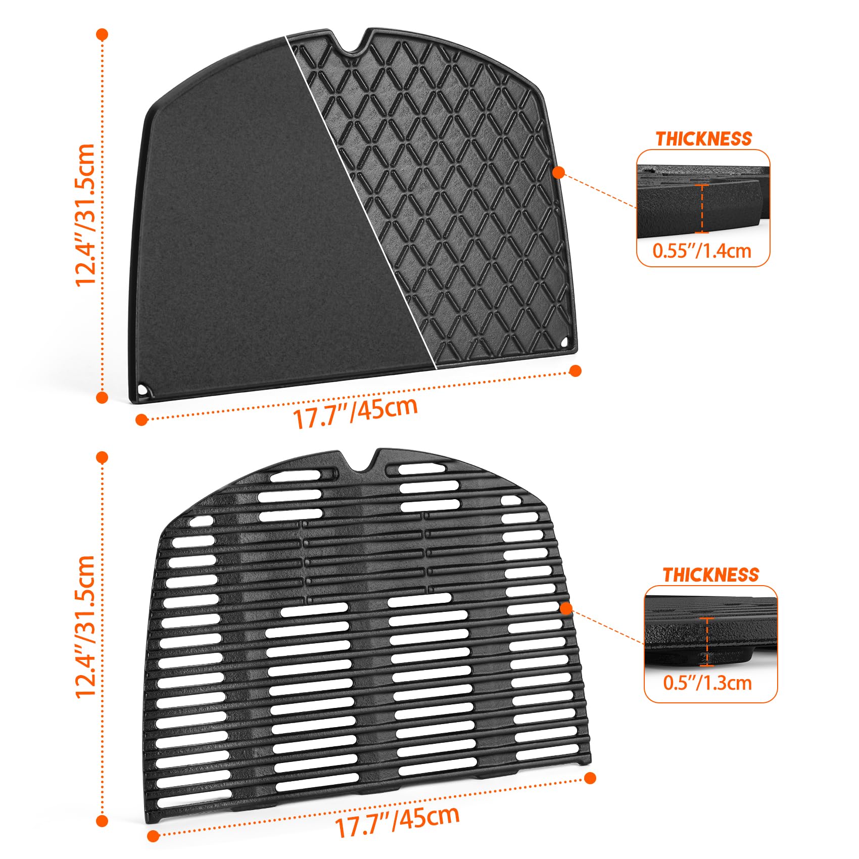 Onlyfire Zestaw płyt grillowych i rusztu do grilla do serii Weber Q300 i 3000 | Do grilla Weber Q300 Q320 Q3000 Q3100 Q3200, zamiennik dla Weber 6560/7646