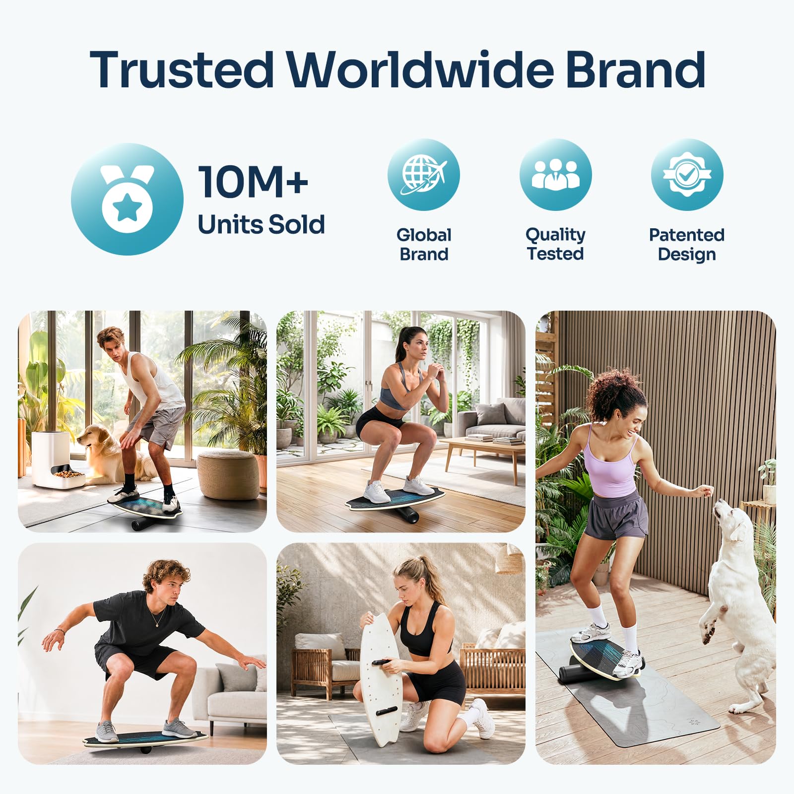 Sportneer - Tabla de equilibrio de madera, monopatín de interior y tabla de equilibrio para niños y adultos