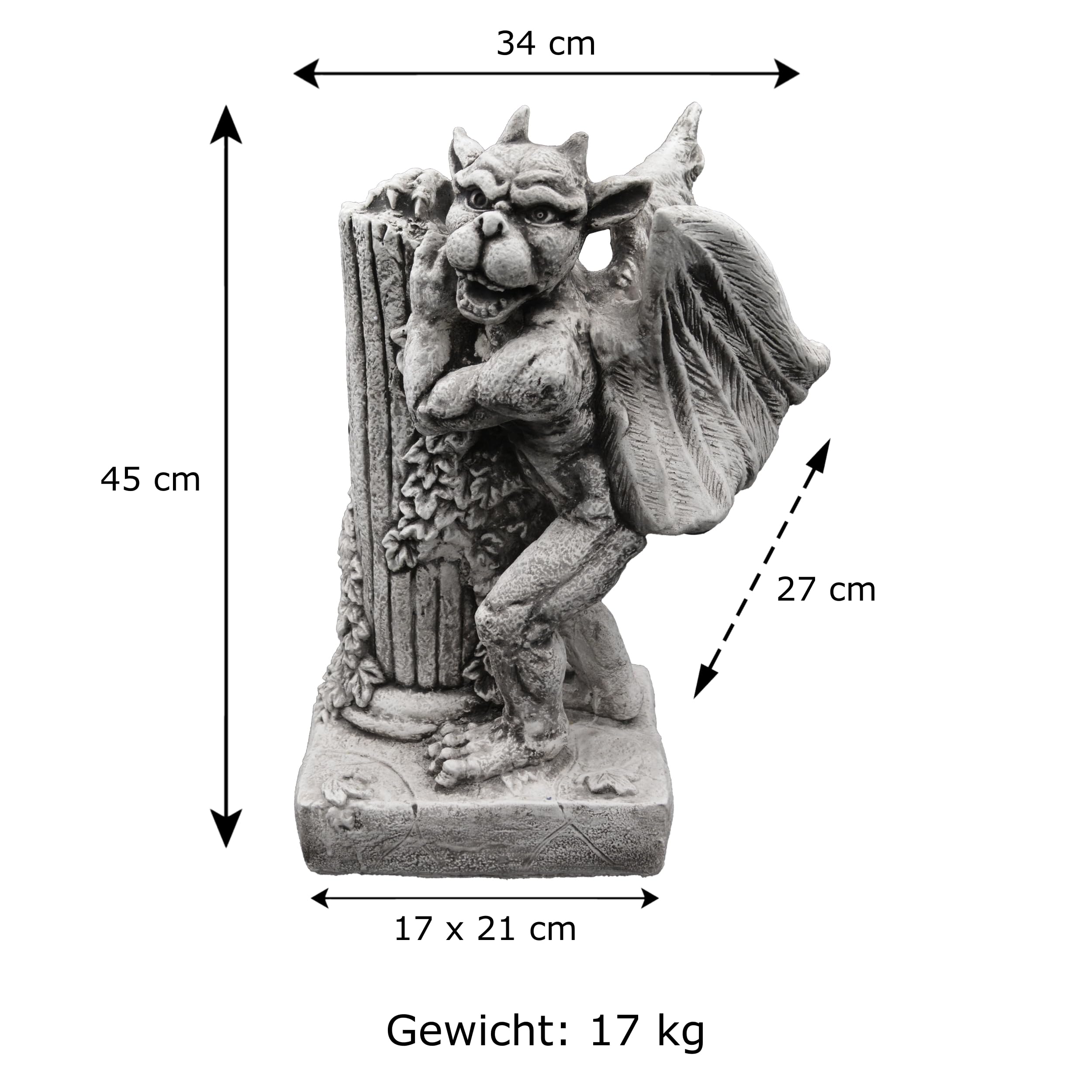 gartendekoparadies.de Figure de Pierre Massive gargouille Gardien avec Colonne en Pierre reconstituée, résistant au Gel
