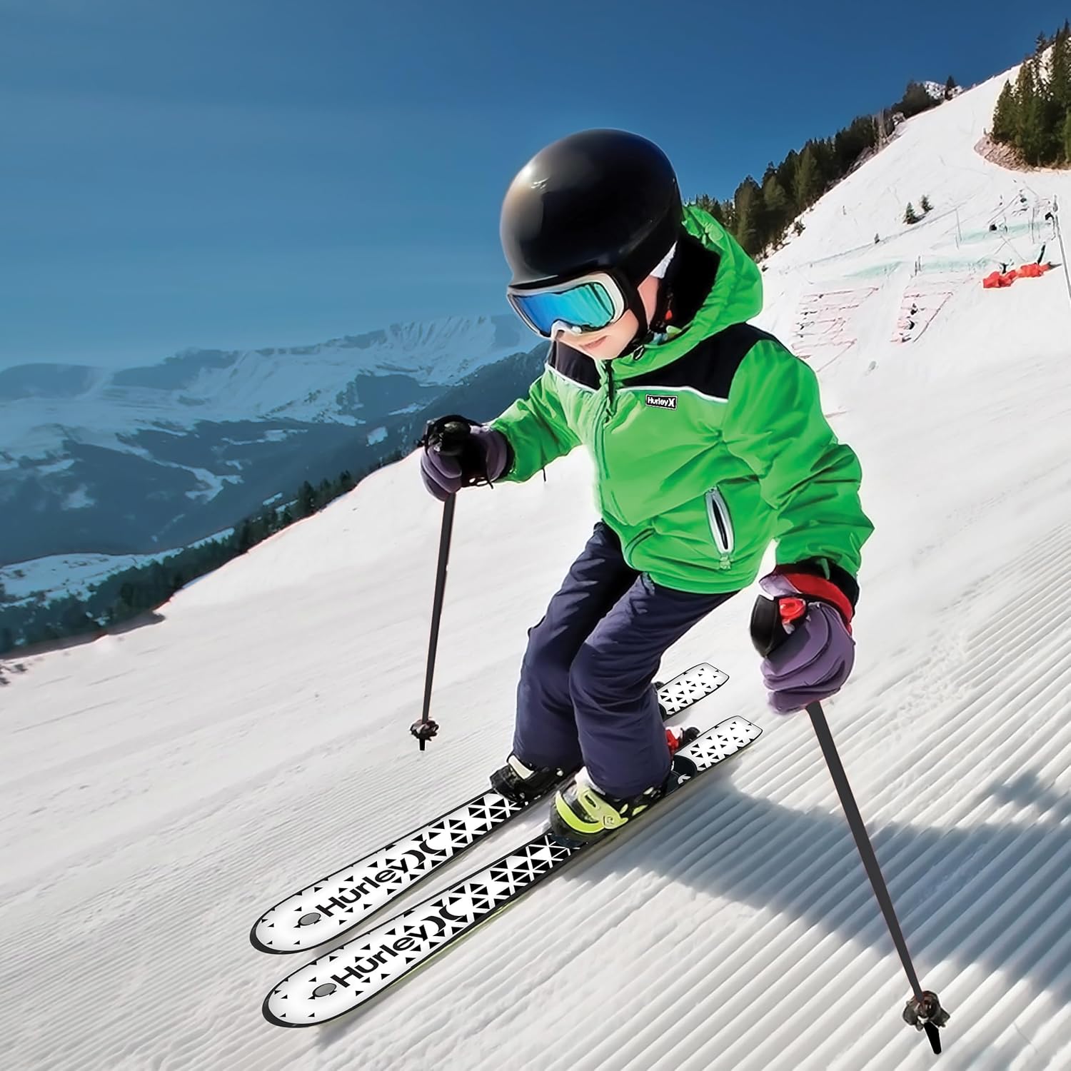 Hurley Youth Beginner Skis - Black and White