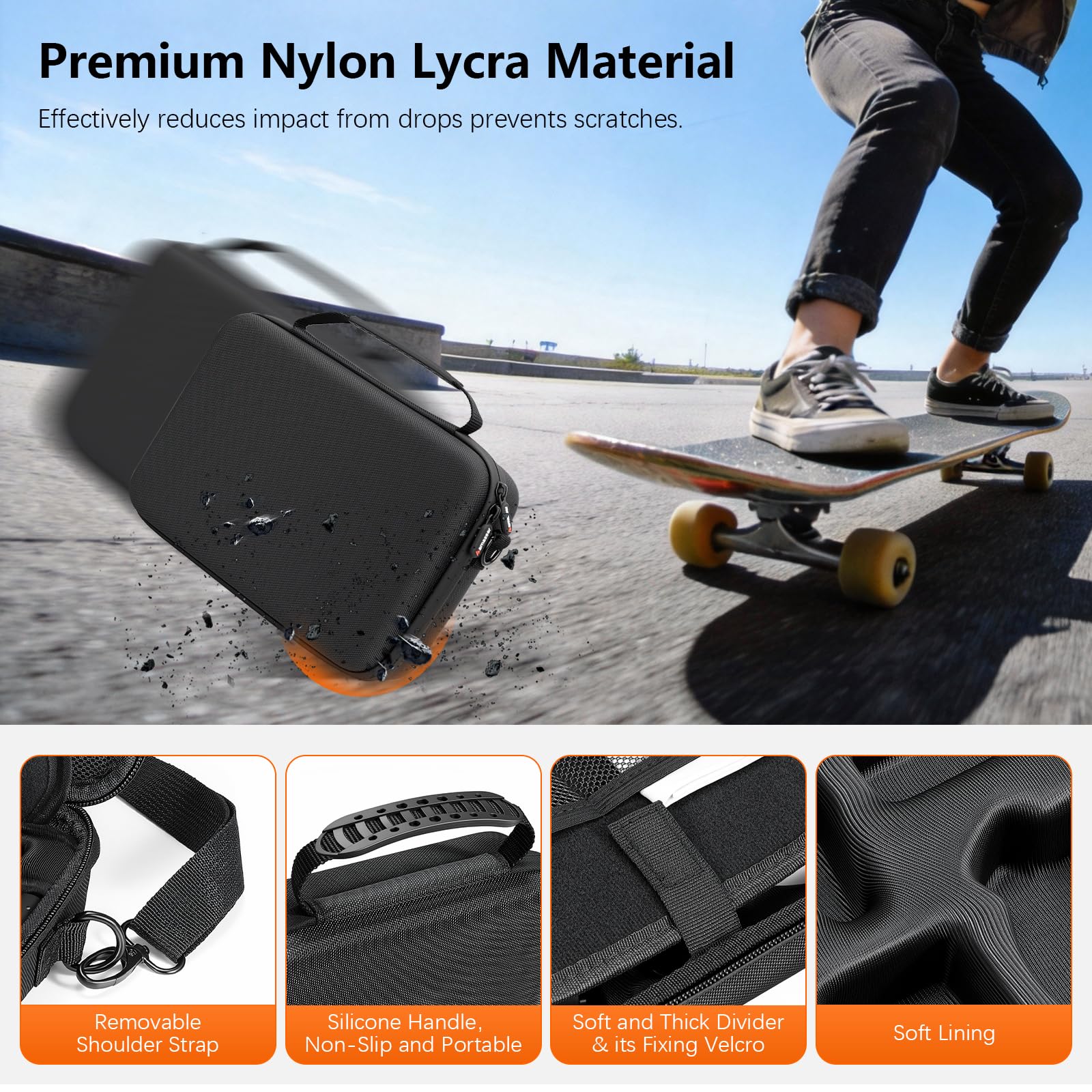 AMAZEAR OSMO Action Tragetasche für DJI Osmo Action 5 Pro, DJI Action 5 Pro Zubehör Schutz, Kompakte Hartschalen-Tragetasche, Tragbar für Reisen, Kompatibel mit Action 3, Action 5/4 case, Schwarz