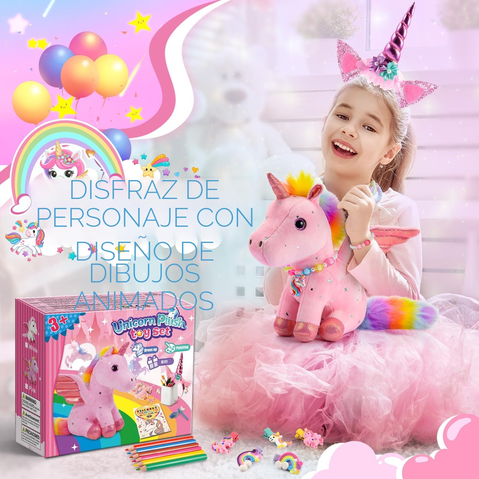 EUCOCO Regalo de unicornio de peluche para niñas, juguetes de unicornio para niños de 3 a 7 años, regalos de cumpleaños de Pascua