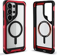 Vista 114 de Ghostek Atomic - Funda delgada para Galaxy Z Flip 4, parte trasera de aramida con parachoques de aluminio rojo, funda protectora de doble capa a