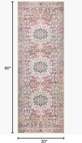 Miniatura 2 de Loloi II colección Wynter WYN-05 - Alfombra de pasillo tradicional de 2 pies 6 pulgadas x 7 pies 6 pulgadas, color tomate