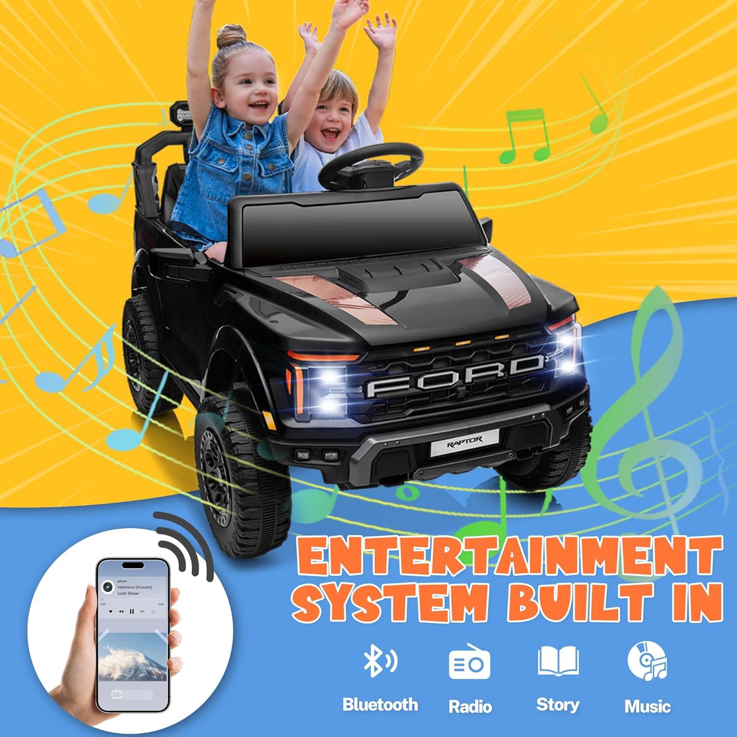 Attaching the windshield to the front of the ride-on truck.