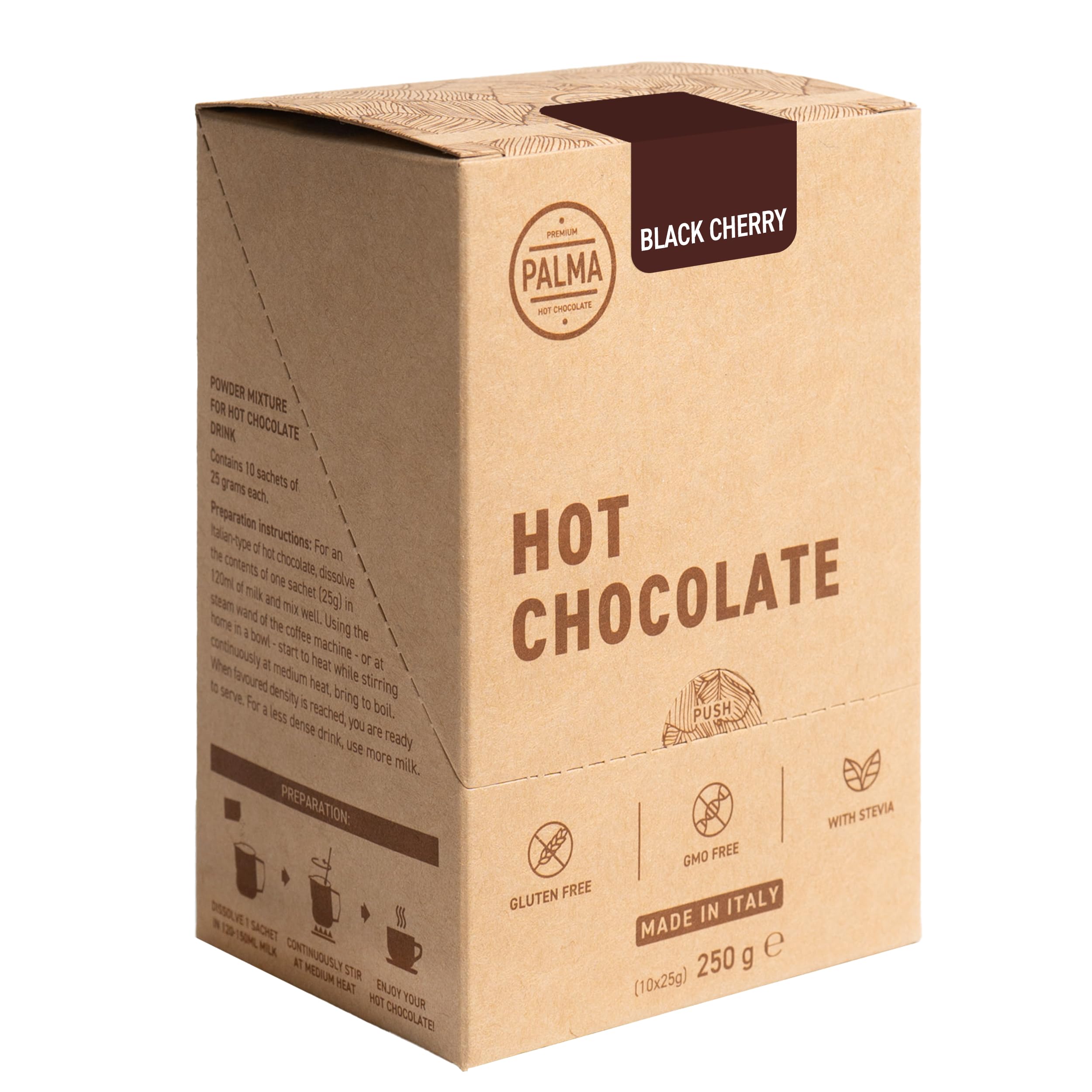 PALMA Italian Hot Chocolate Sachets - Black Cherry | 250g (10 Servings)