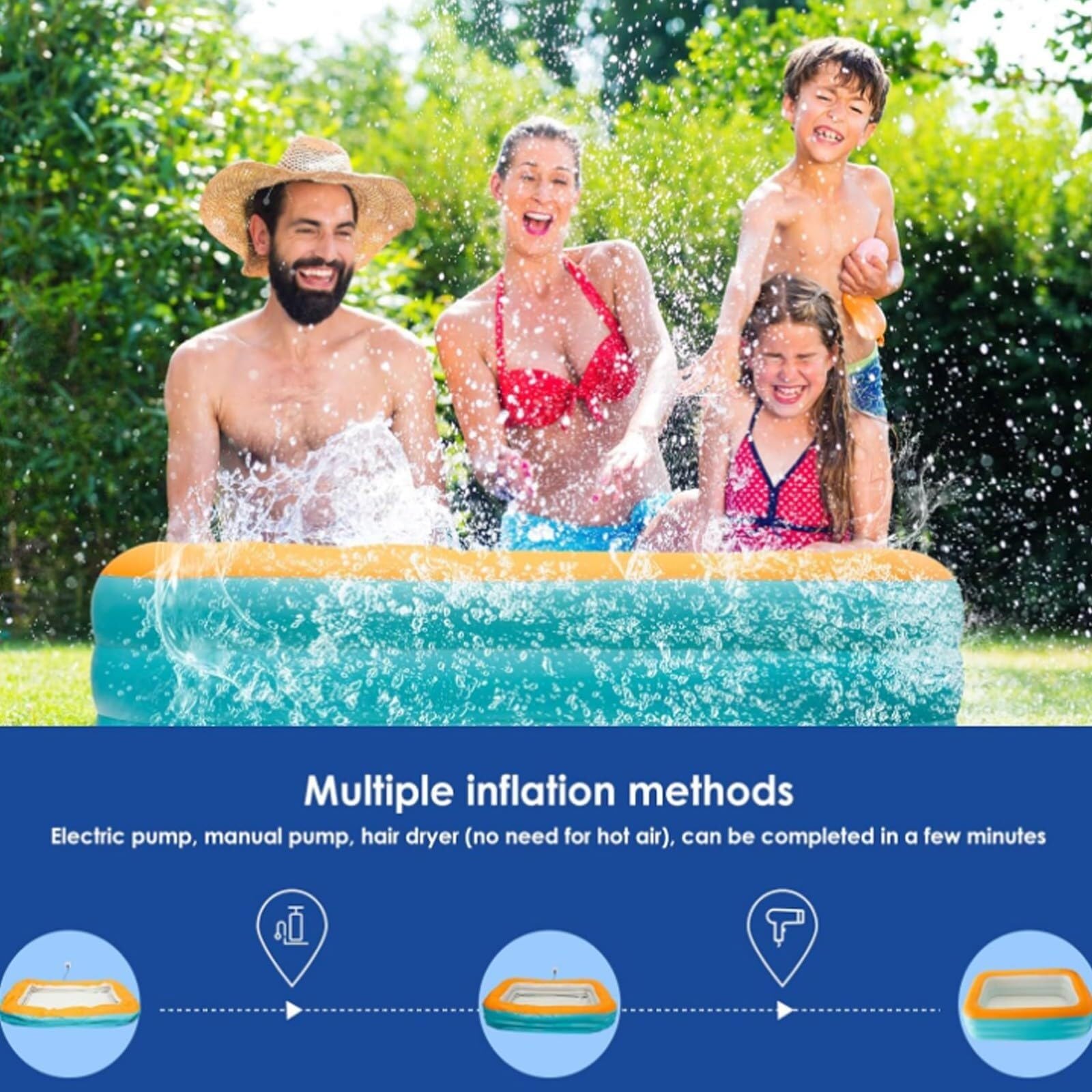 Nadmuchiwany basen dla dzieci Super duży dorosły Outdoor Zagęszczone rodzinne wiosłowanie pływackie Graj Baby Garden Backyard Przenośne przechowywanie Szybkie drenażowe pudełko z zabawkami z piasku Wi