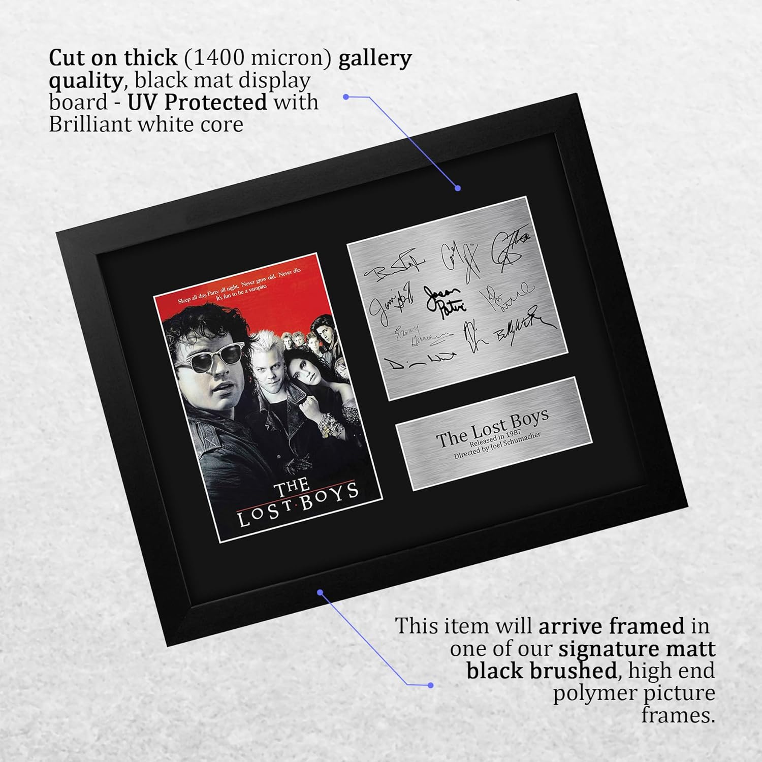 HWC Trading The Lost Boys Framed Gifts Printed Signed Autograph Picture for Movie Memorabilia Fans - US Letter Size