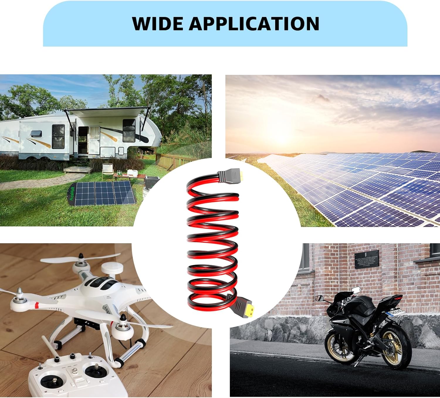 10AWG XT60 Extension Cable XT60 Male to Female Connector Compatible with RC Battery/Solar Portable Power Power Station/Portable Solar Panel(Cable Length 10ft)
