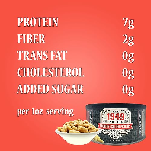Miniatura 2 de The 1949 Nut Co. Maní gourmet salado estilo Virginia  Tostado en aceite y frito con un crujido único y crujiente  Extragrandes, hechos a mano en EE.