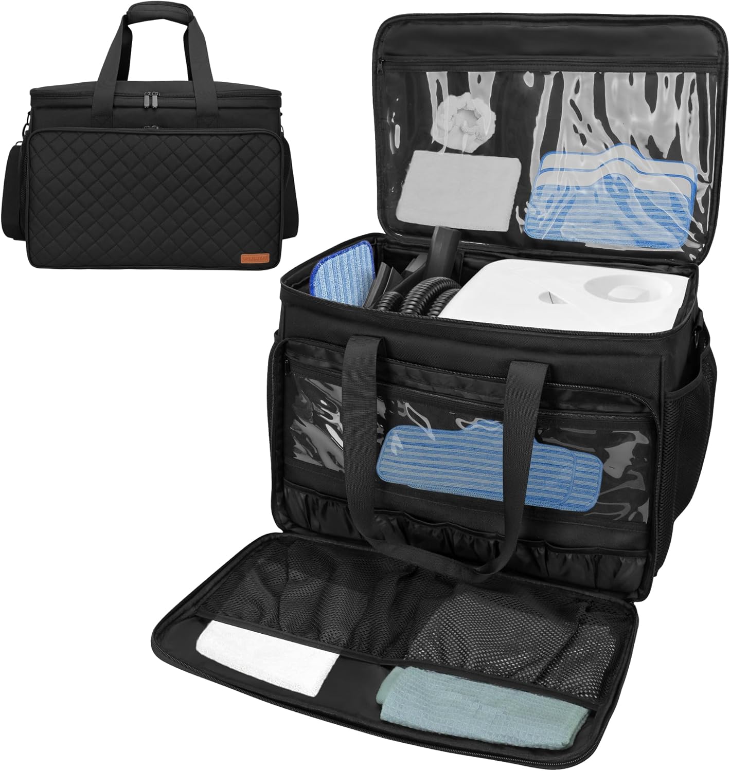 Steam Cleaner Carrying Bag Compatible with Dupray Neat Steam Cleaner, Multiple Storage Pockets for Dupray Neat Plus Steam Cleaner and Accessories, Bag Only, Quilted Black