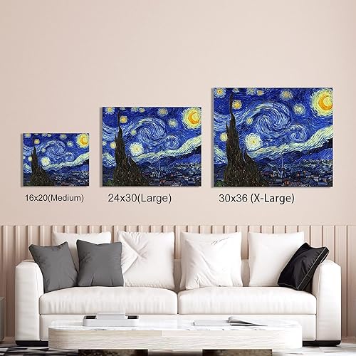 Miniatura 281 de A&T ARTWORK The Starry Night de Vincent Van Gogh. Tamaño del marco: 36 x 30 pulgadas, tamaño de la imagen: 30 x 24 pulgadas, reproducciones clásicas