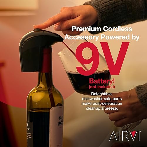Miniatura 3 de AirVi Aireador de vino y vertedor profesional, transparente y plateado, se adapta a botellas de vino estándar