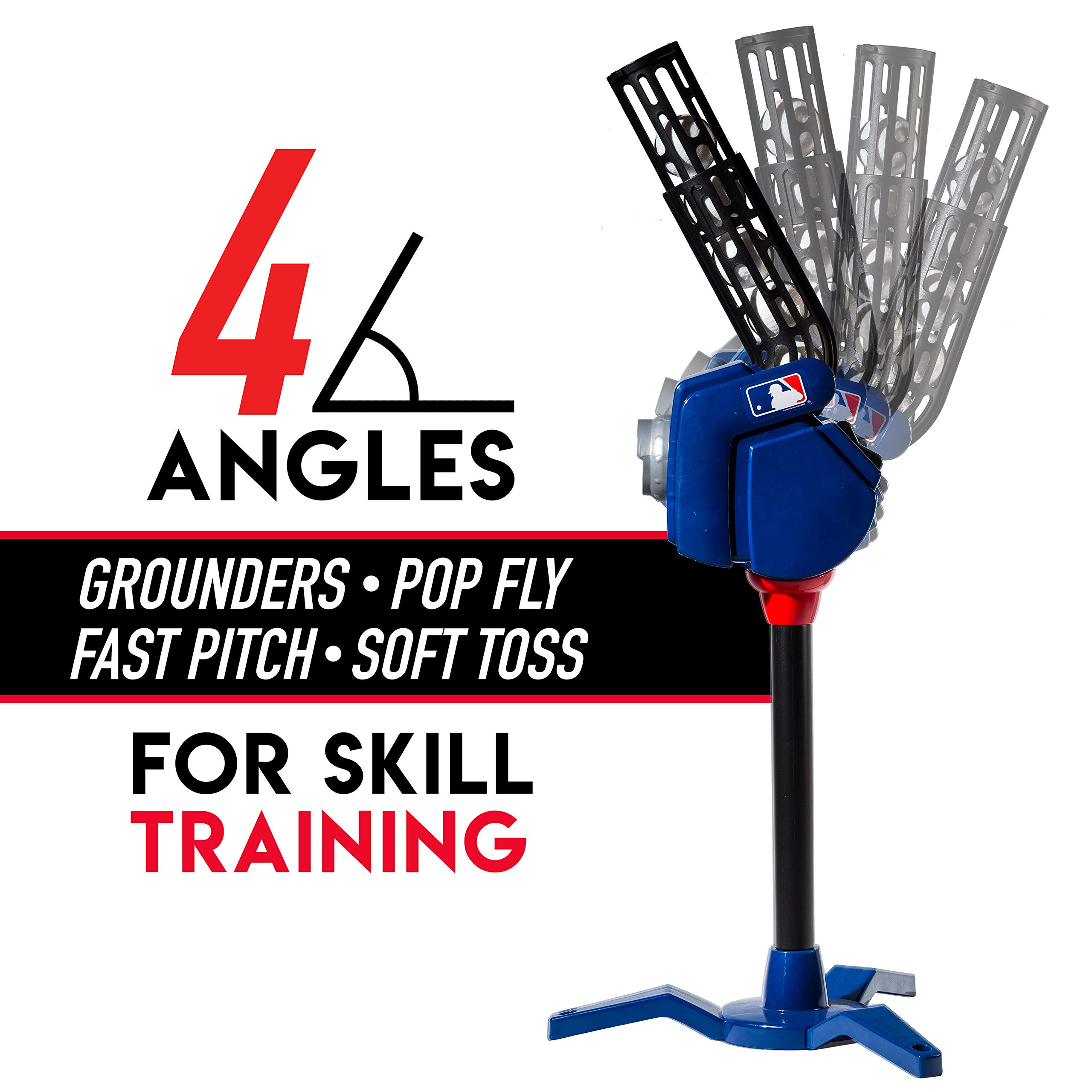 Franklin Sports Baseball Pitching Machine - Adjustable Baseball Hitting & Fielding Practice Machine For Kids - with 6 Baseballs - Great For Practice,Blue