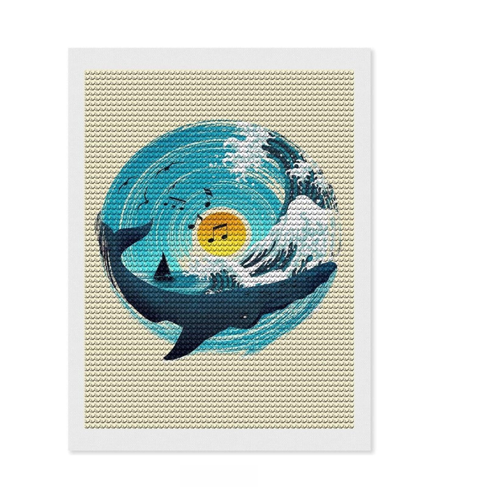 Junmoney Sound Wave Diamond Painting Set 12"x16", Aesthetic Room Decor, Vintage Style Decor, Creative Hobby, Decorative Artwork