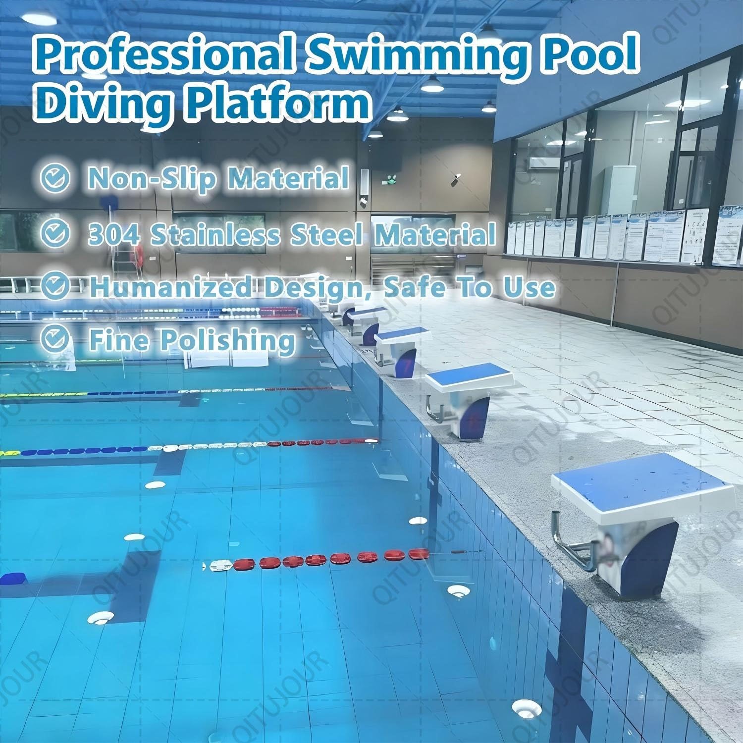 Piattaforma subacquea per piscina, base in acciaio inox resistente con superficie antiscivolo per allenamento per interni ed esterni