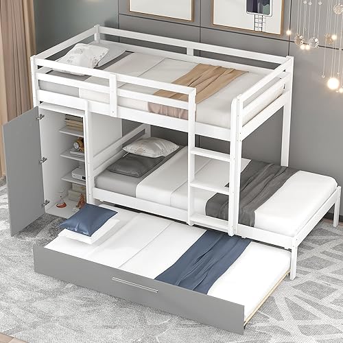 MOEO Sofá cama tapizada de tamaño matrimonial con cama de tamaño individual marco de cama para niños dormitorio no requiere caja de resorte color
