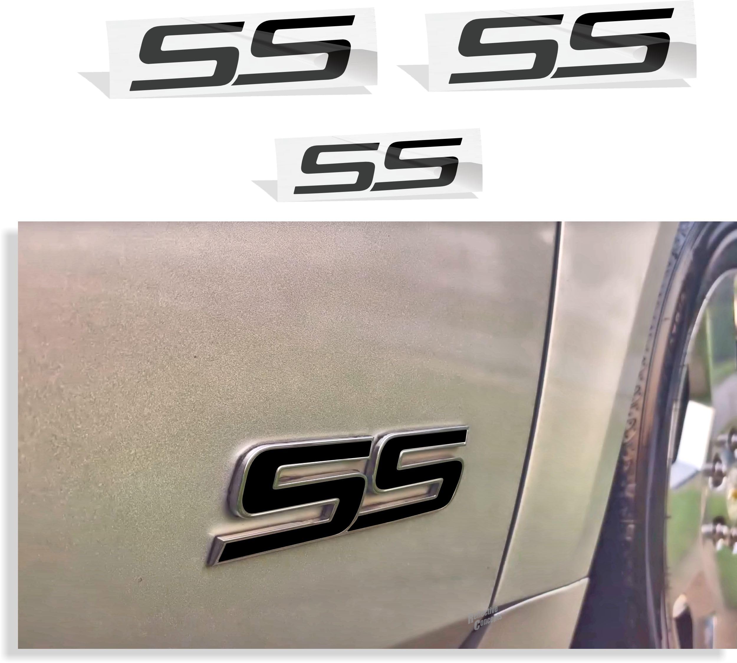 Reflective Concepts Reflective Concepts SS Emblem Overlay Decal Stickers Set Of 3-06-07 Monte Carlo SS - (Color: Granite Crystal Metallic