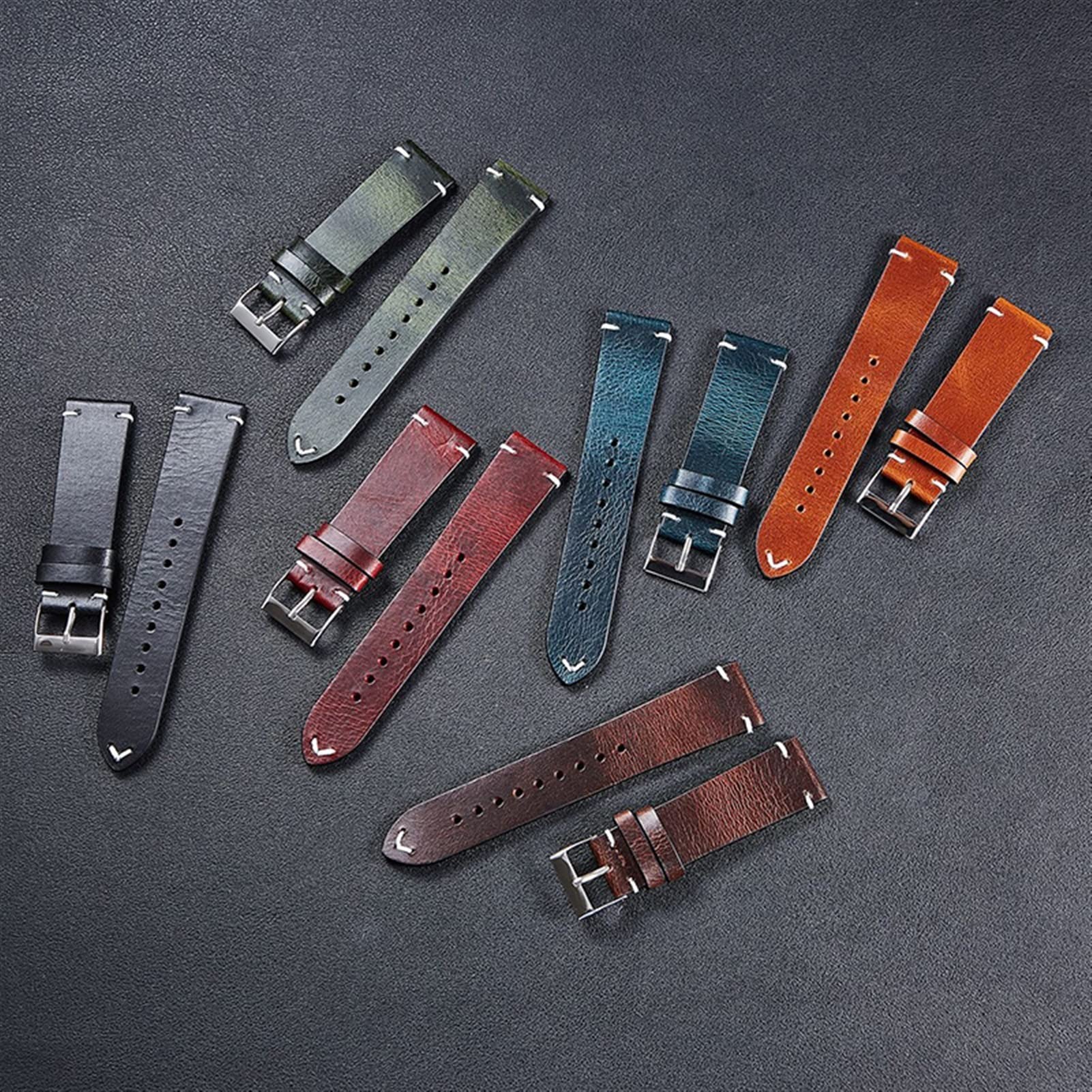 Do zegarka Rox Classic Vintage Oil Wax Watch Band 20mm 22mm Quick Release Prawdziwy skórzany pasek