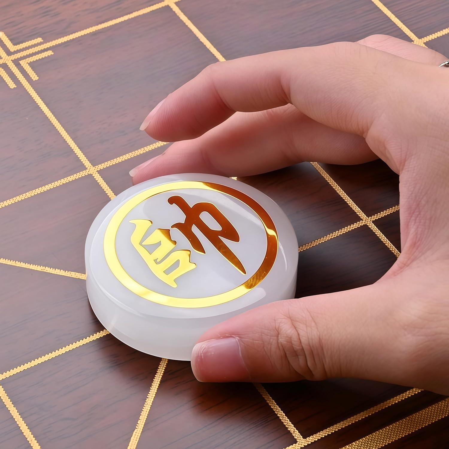 Natural Crystal Jade Chinese Chess, Xiangqi Gift Set - Travel Games Sets with Board Games Gift, Xiang Qi Game & Pieces, Chinese Decor & Gifts, Chinese New Year Decor