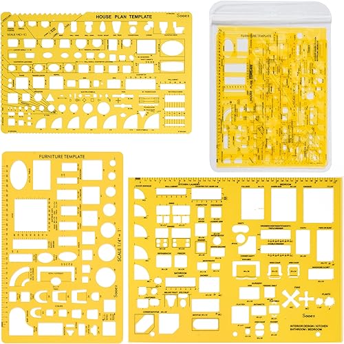 Miniatura 8 de Sooez Plantillas arquitectónicas plantilla de plan de casa plantilla de diseño de interiores plantilla de muebles kit de plantillas de dibujo