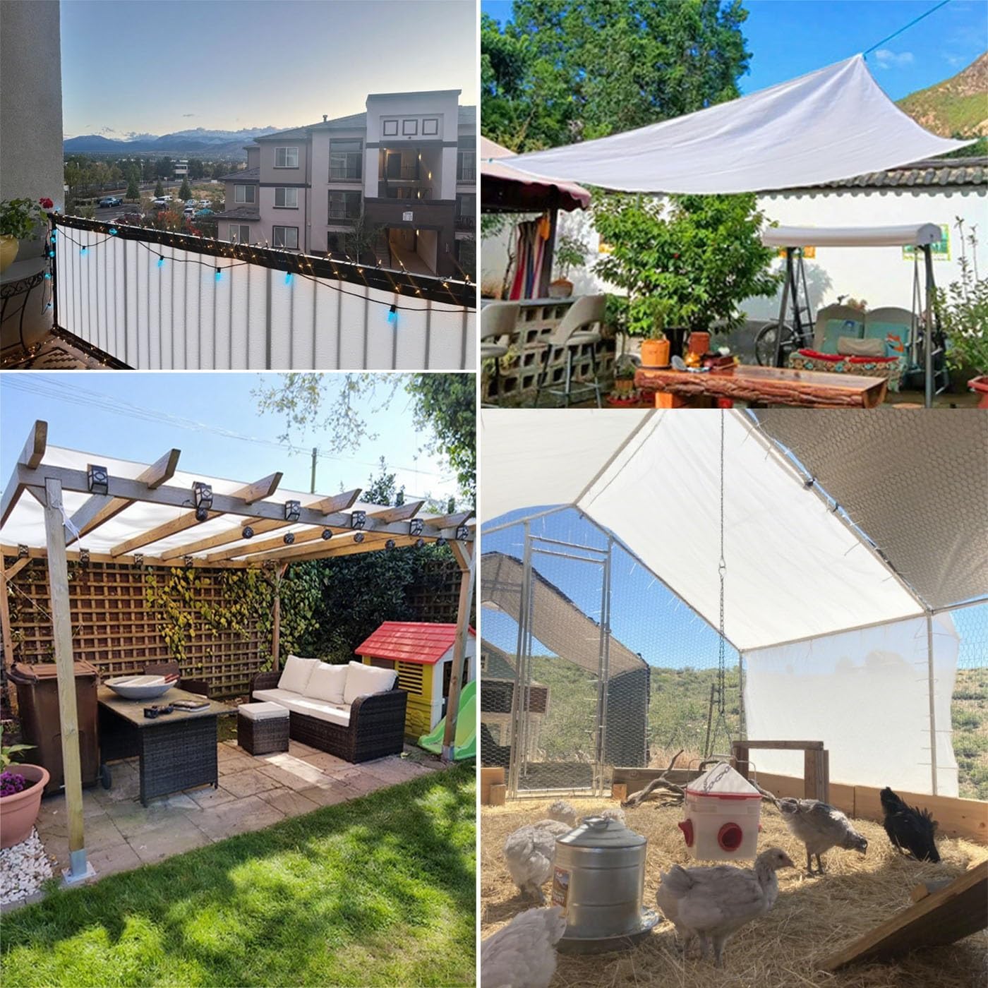 Outdoor 90% Shade Net White 6 Pin Shade Cloth Heavy Duty Sunblock Cover Canopy with Grommets for Garden Greenhouse Pergola Dog Kennel Barns 10x20/3x6/13x16/32x39/23x26ft(6.6ftx9.8ft)