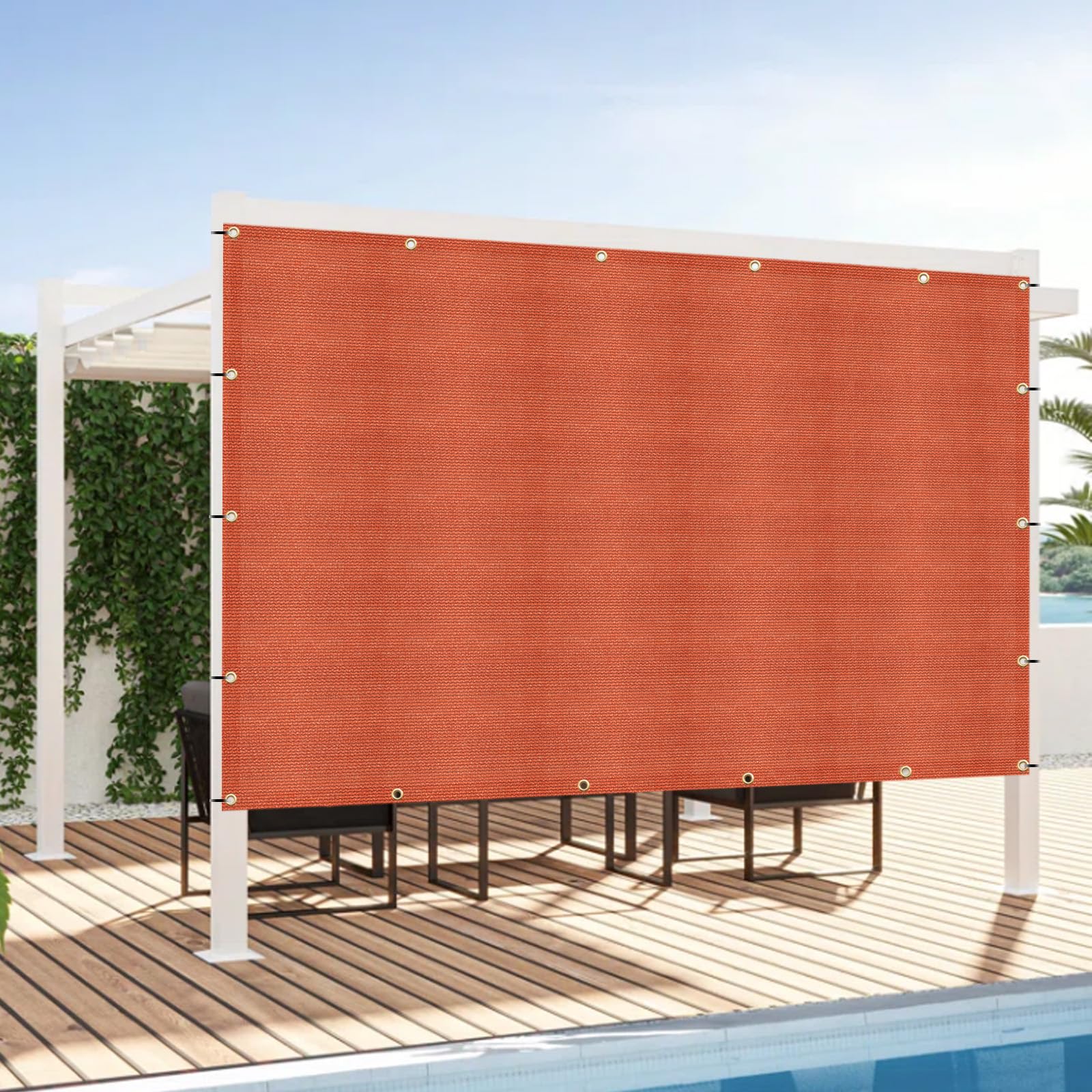 LOVE STORY Custom Size 7x22 FT Outdoor Sun Shade Cloth Pergola Shade Cover with Grommets 95% UV Protection for Patio, Terra (Customized)