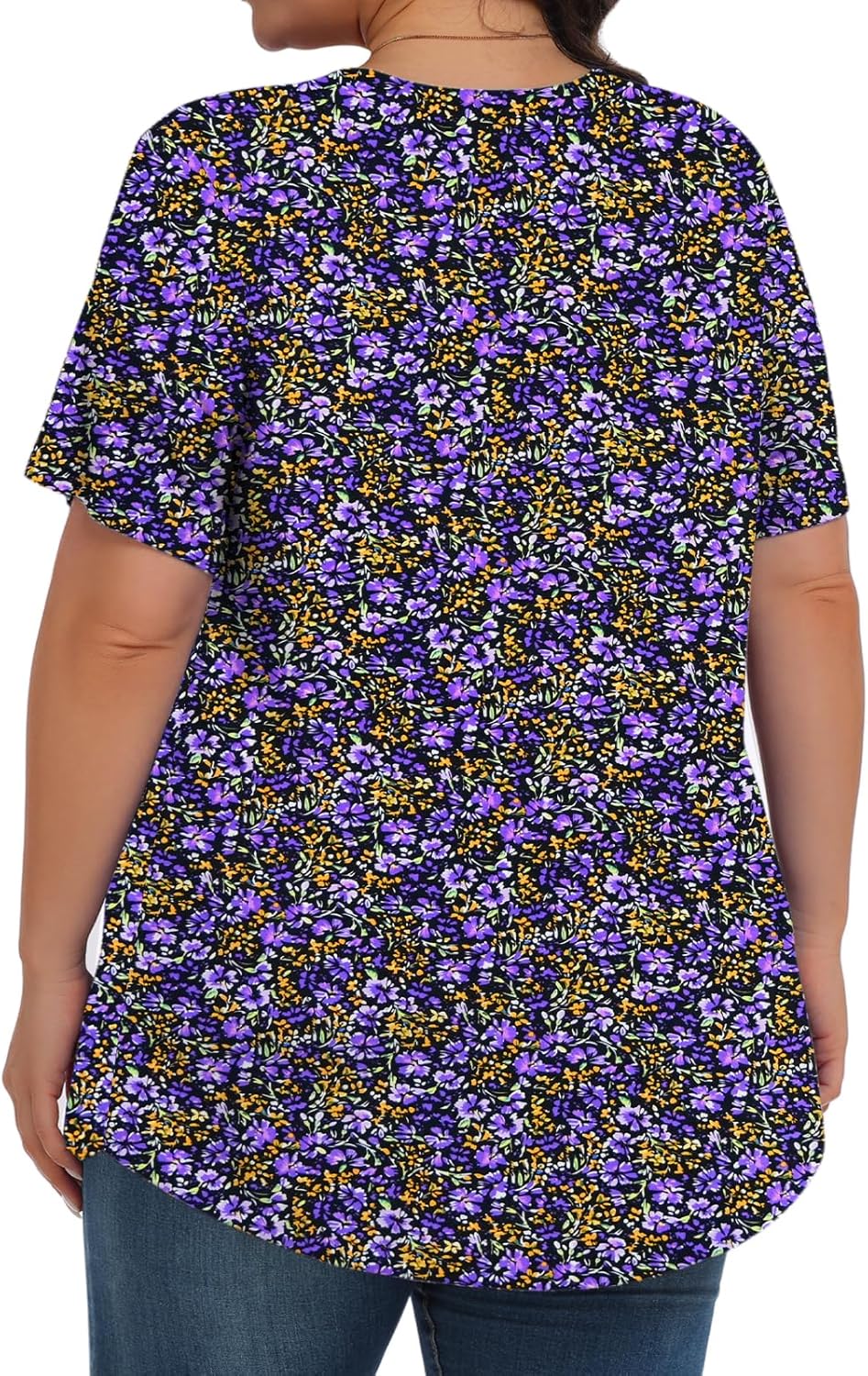 Womens Plus Size Tops Tunic Short Sleeve Crew Neck Shirts Casual Soft Blouse 1X-5X - Image 4