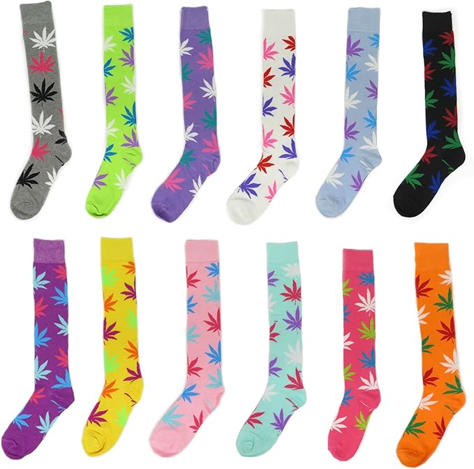 Socks 6 or 12 Pack Women's Mary Jane Novelty Assorted Knee High Socks