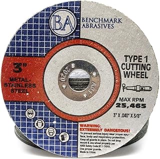 Benchmark Abrasives 3" Zirconia Thin Metal Cutting Wheel .040" Thick 3/8"Arbor, Metal Cutting Grinding Wheel, Angle Grinding Cutting Wheel - 25 Pack