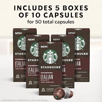 Starbucks by Nespresso Original Line Dark Roast Italian Roast Coffee, 50-count Espresso Pods