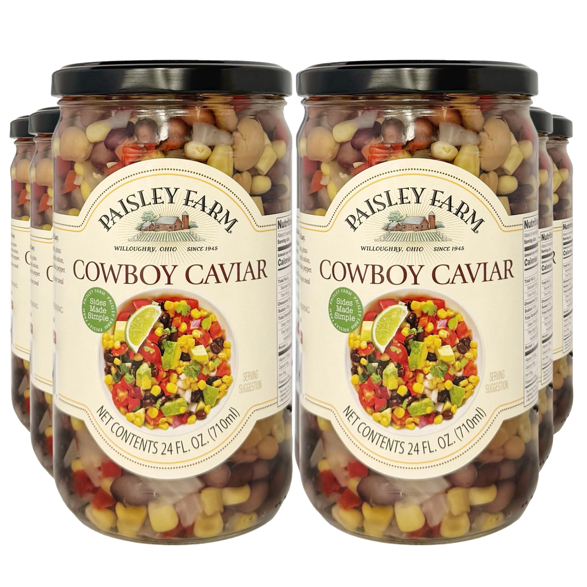Paisley Farm Cowboy Caviar, 24oz Jars – 6 Pack | All-Natural Bean & Veggie Salsa, Fresh Zesty Flavor, Ready-to-Serve Dip or Side