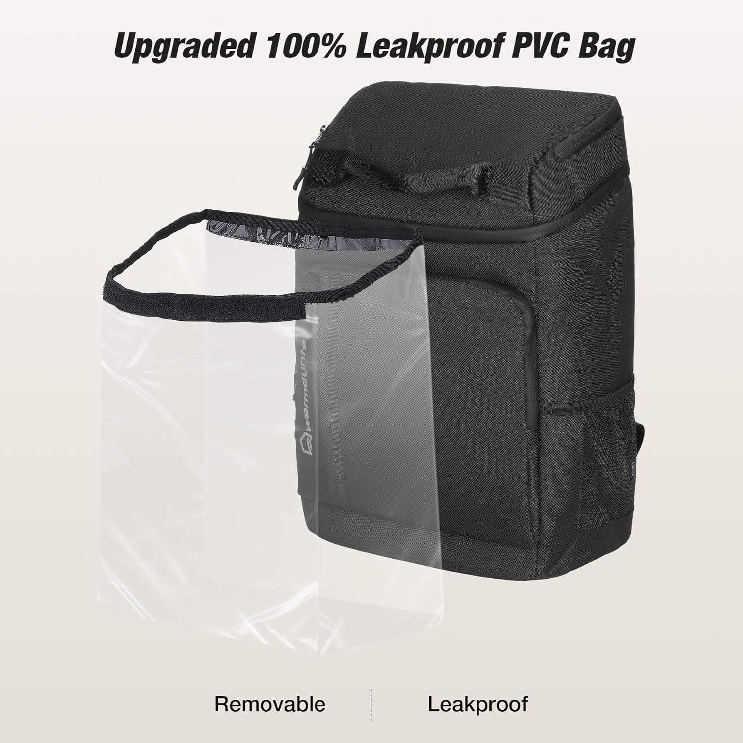 WARMOUNTS Insulated Waterproof Cooler Backpack 36 Cans, Soft Sided Ice Chest Cooler w/Leak Proof Liner, 5-Layer Insulation Portable Lunch Backpack for Camping, Beach, Fishing, Picnic, Travel (Black)