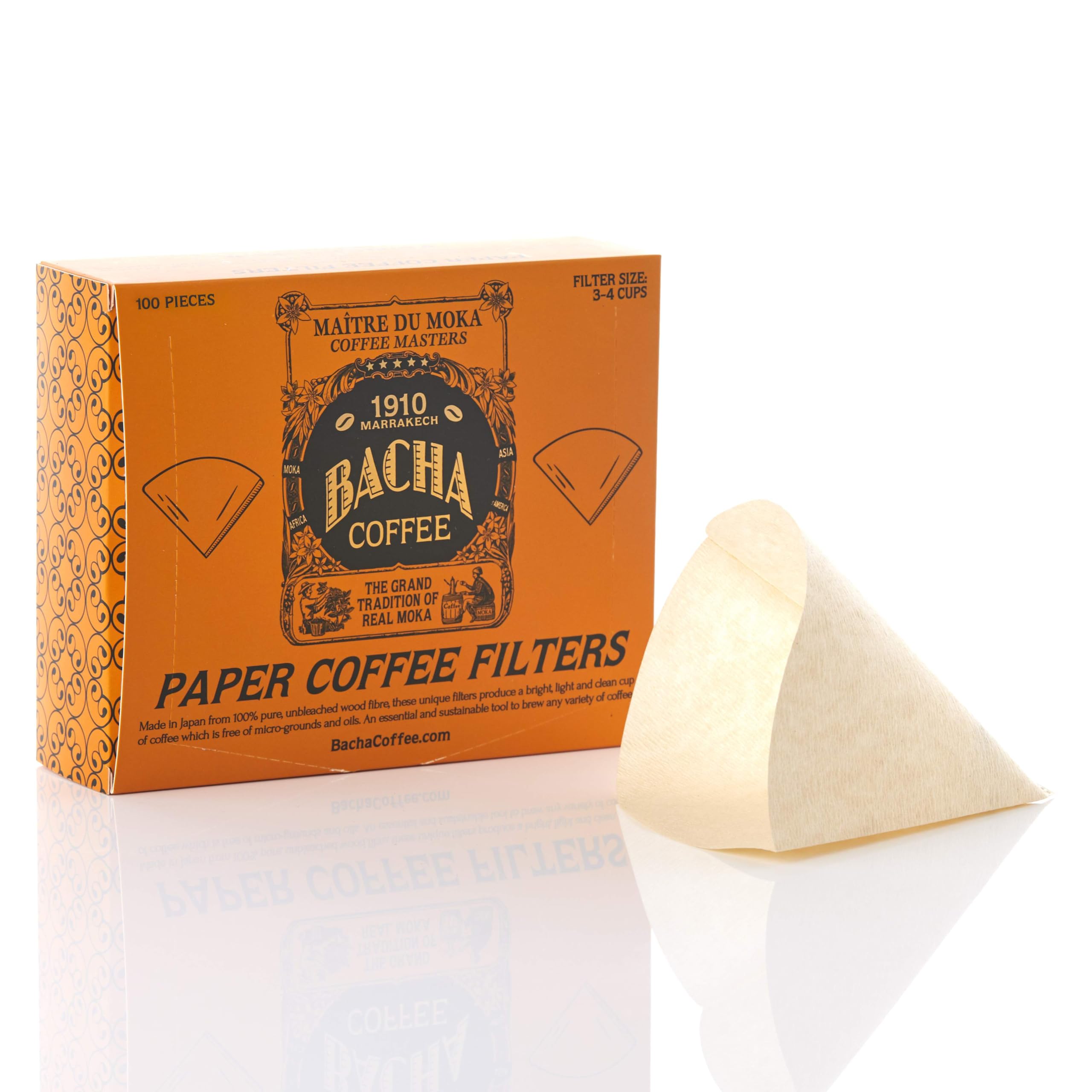 Bacha Coffee Papier-Kaffeefilter, groß, 100 Stück, 3-4 Tassen