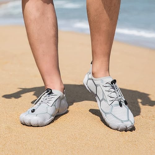 Miniatura 7 de Josaywin Zapatos de agua para hombre, de secado rápido, puntera ancha, calcetines ajustables para natación, playa, río, piscina, surf