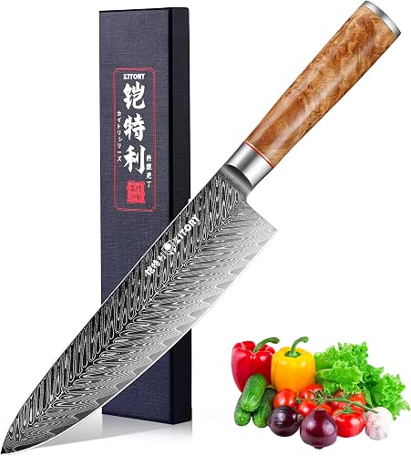 Kitory Damascus Chef Knife, 8" Ultra Sharp Kitchen knife -