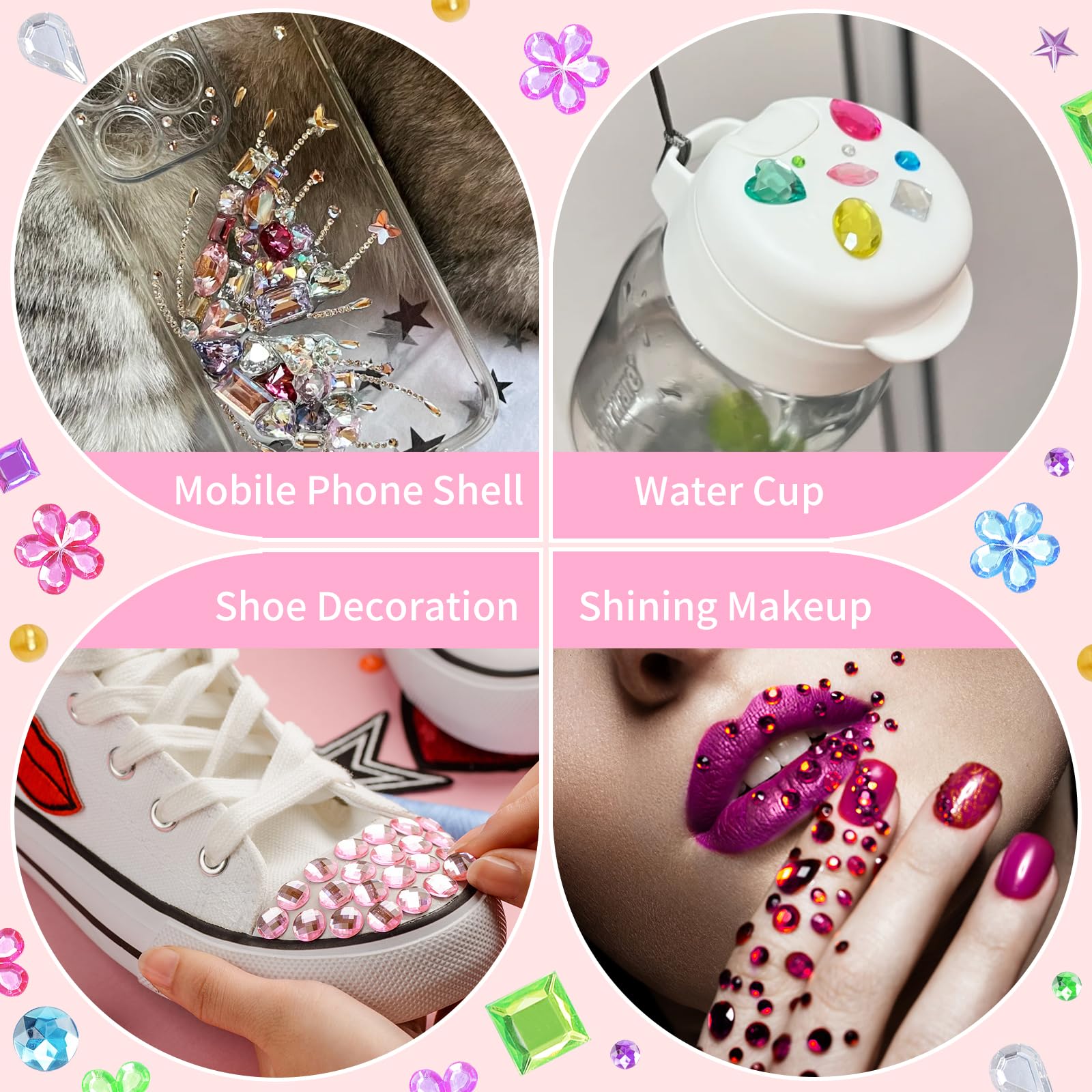 12 Bögen Strass-Aufkleber Mit Edelsteinen - 3228 Stück Bastelaufkleber Verschiedene Formen