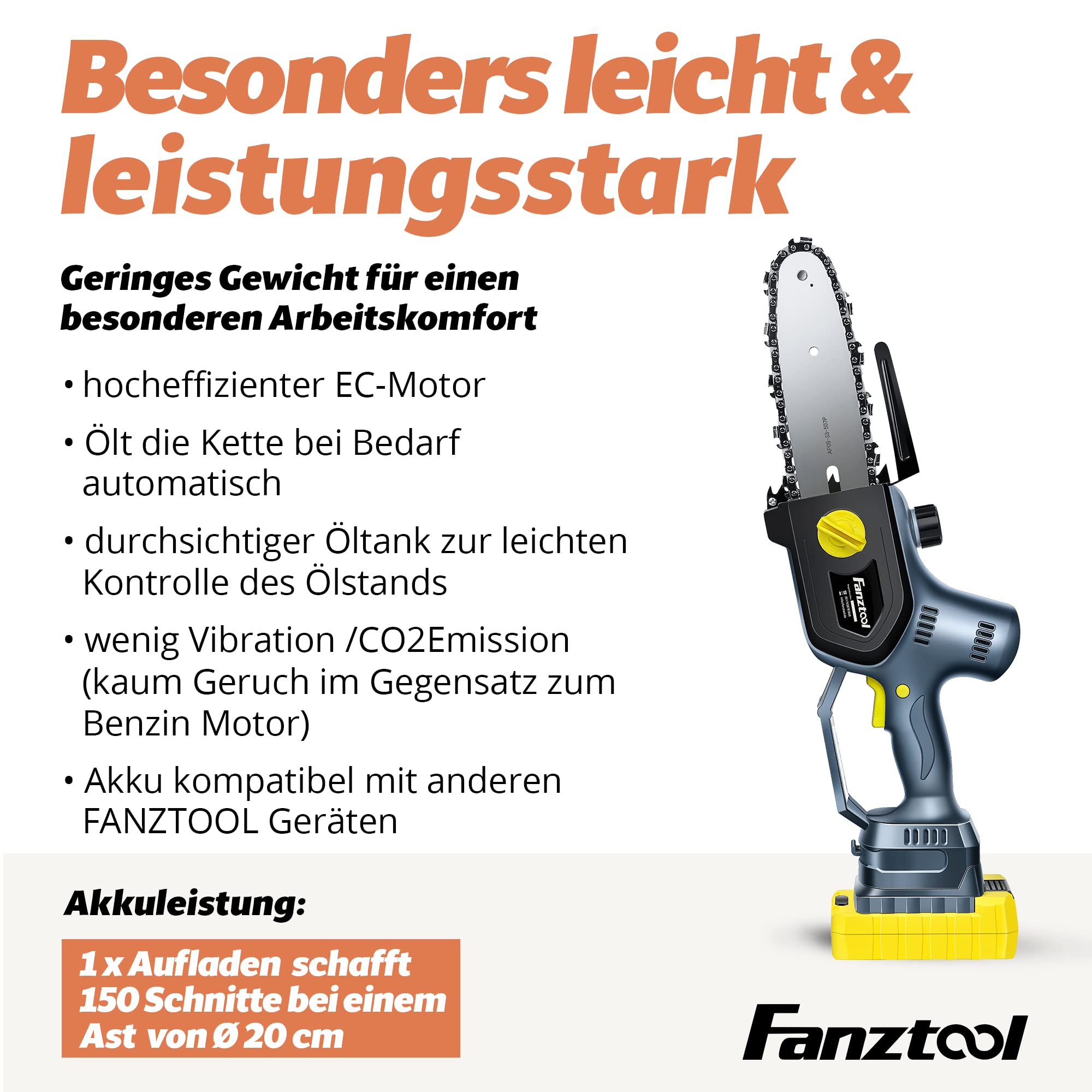 FANZTOOL 20V Ersatz-Akku, 4000 mAh Lithium Werkzeugakku für alle FANZTOOL Geräte